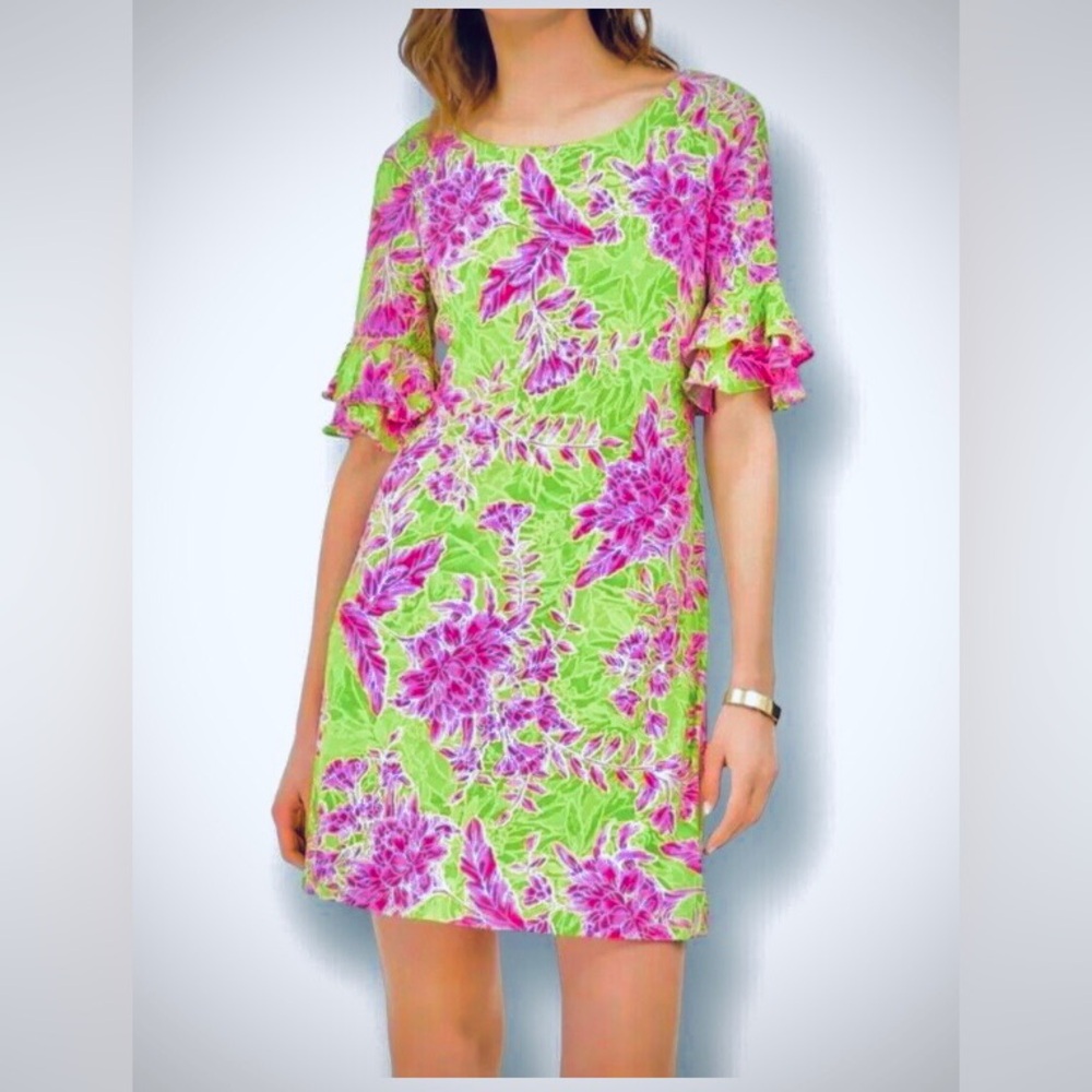 Floral Pink and Green Dress
